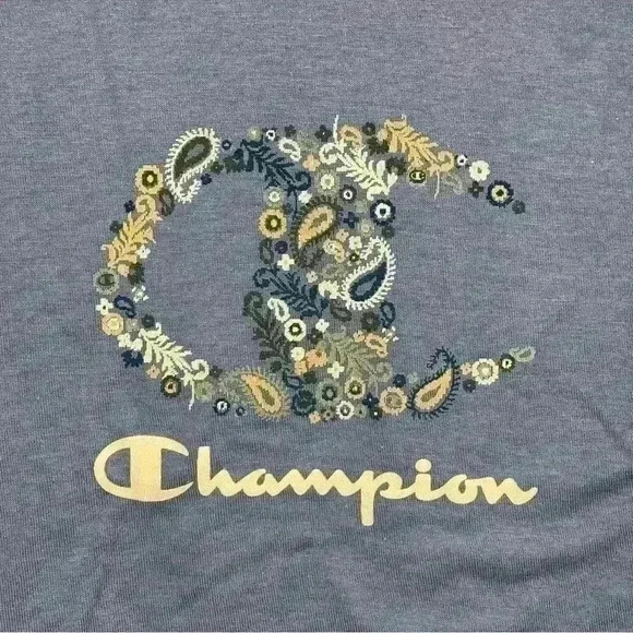 Champion Womens Cropped Graphic-Print T-Shirt Purple Size M New With Tags gym - Picture 7 of 9